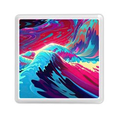 Tsunami Waves Ocean Sea Nautical Nature Water Blue Pink Memory Card Reader (square)