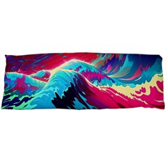 Tsunami Waves Ocean Sea Nautical Nature Water Blue Pink Body Pillow Case (dakimakura) by Jancukart