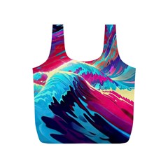 Tsunami Waves Ocean Sea Nautical Nature Water Blue Pink Full Print Recycle Bag (s) by Jancukart