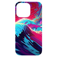 Tsunami Waves Ocean Sea Nautical Nature Water Blue Pink Iphone 14 Pro Max Black Uv Print Case by Jancukart