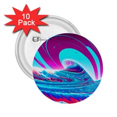 Tsunami Waves Ocean Sea Nautical Nature Water 3 2 25  Buttons (10 Pack)  by Jancukart