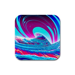 Tsunami Waves Ocean Sea Nautical Nature Water 3 Rubber Square Coaster (4 Pack) by Jancukart