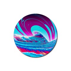 Tsunami Waves Ocean Sea Nautical Nature Water 3 Rubber Coaster (round) by Jancukart