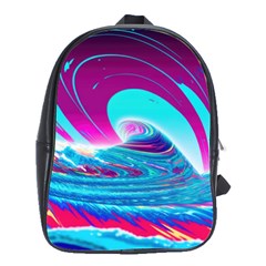 Tsunami Waves Ocean Sea Nautical Nature Water 3 School Bag (large) by Jancukart