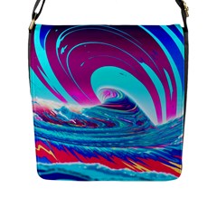 Tsunami Waves Ocean Sea Nautical Nature Water 3 Flap Closure Messenger Bag (l) by Jancukart