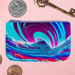 Tsunami Waves Ocean Sea Nautical Nature Water 3 Large Coin Purse