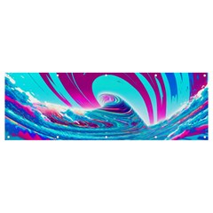 Tsunami Waves Ocean Sea Nautical Nature Water 3 Banner And Sign 12  X 4  by Jancukart