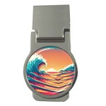 Waves Ocean Sea Tsunami Nautical 6 Money Clips (Round)  Front