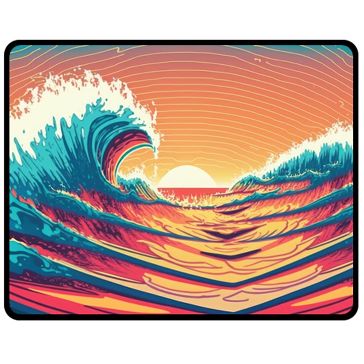 Waves Ocean Sea Tsunami Nautical 6 Fleece Blanket (Medium)