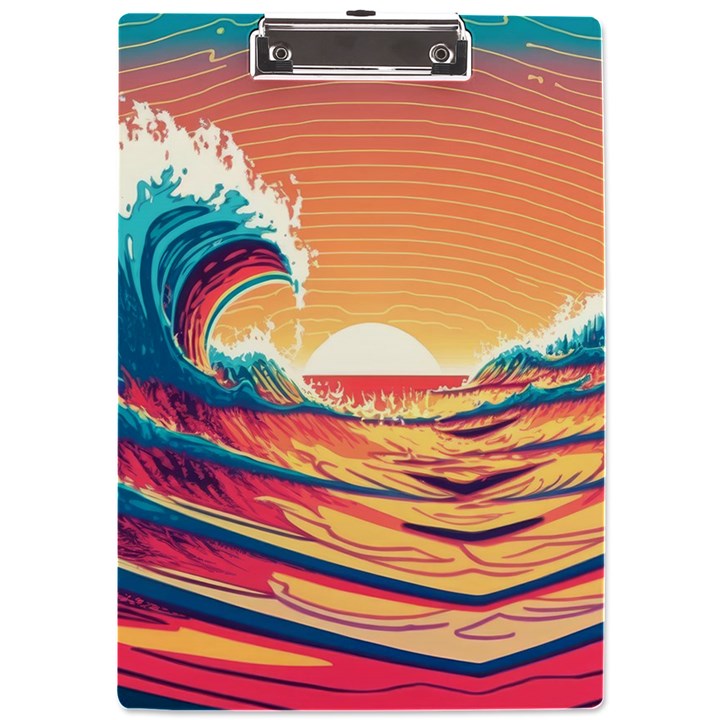 Waves Ocean Sea Tsunami Nautical 6 A4 Acrylic Clipboard