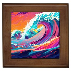 Tsunami Waves Ocean Sea Nautical Nature Water 2 Framed Tile by Jancukart