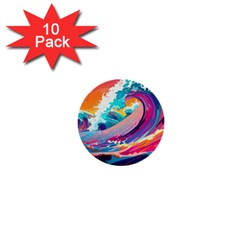 Tsunami Waves Ocean Sea Nautical Nature Water 2 1  Mini Buttons (10 Pack)  by Jancukart