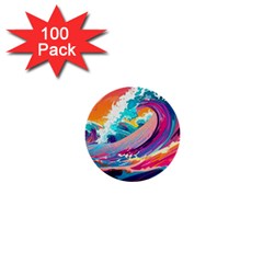 Tsunami Waves Ocean Sea Nautical Nature Water 2 1  Mini Buttons (100 Pack)  by Jancukart