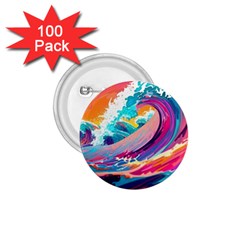 Tsunami Waves Ocean Sea Nautical Nature Water 2 1 75  Buttons (100 Pack) 