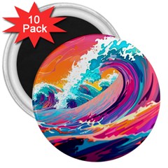 Tsunami Waves Ocean Sea Nautical Nature Water 2 3  Magnets (10 Pack)  by Jancukart