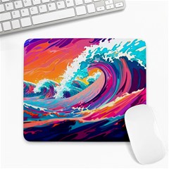 Tsunami Waves Ocean Sea Nautical Nature Water 2 Large Mousepad by Jancukart