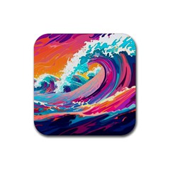 Tsunami Waves Ocean Sea Nautical Nature Water 2 Rubber Coaster (square) by Jancukart