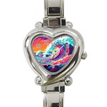 Tsunami Waves Ocean Sea Nautical Nature Water 2 Heart Italian Charm Watch Front