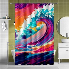 Tsunami Waves Ocean Sea Nautical Nature Water 2 Shower Curtain 48  X 72  (small) 