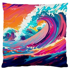 Tsunami Waves Ocean Sea Nautical Nature Water 2 Large Cushion Case (one Side)