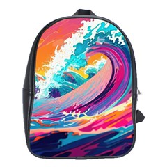 Tsunami Waves Ocean Sea Nautical Nature Water 2 School Bag (xl) by Jancukart