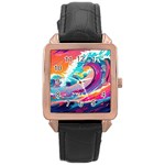 Tsunami Waves Ocean Sea Nautical Nature Water 2 Rose Gold Leather Watch  Front