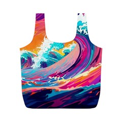 Tsunami Waves Ocean Sea Nautical Nature Water 2 Full Print Recycle Bag (m) by Jancukart