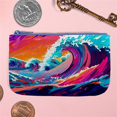 Tsunami Waves Ocean Sea Nautical Nature Water 2 Large Coin Purse by Jancukart