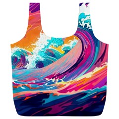 Tsunami Waves Ocean Sea Nautical Nature Water 2 Full Print Recycle Bag (xxl) by Jancukart