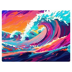 Tsunami Waves Ocean Sea Nautical Nature Water 2 Two Sides Premium Plush Fleece Blanket (extra Small)