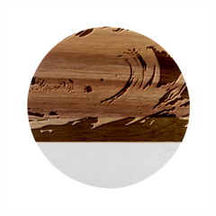 Tsunami Waves Ocean Sea Nautical Nature Water 2 Marble Wood Coaster (round) by Jancukart