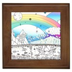 Rainbow Fun Cute Minimal Doodle Drawing 2 Framed Tile Front