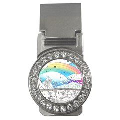 Rainbow Fun Cute Minimal Doodle Drawing 2 Money Clips (cz) 