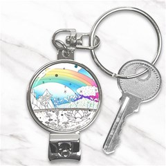 Rainbow Fun Cute Minimal Doodle Drawing 2 Nail Clippers Key Chain by Jancukart