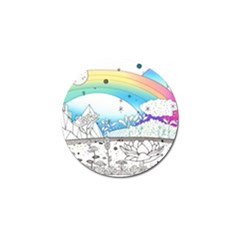 Rainbow Fun Cute Minimal Doodle Drawing 2 Golf Ball Marker