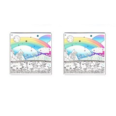 Rainbow Fun Cute Minimal Doodle Drawing 2 Cufflinks (square)