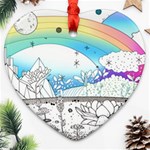 Rainbow Fun Cute Minimal Doodle Drawing 2 Heart Ornament (Two Sides) Front