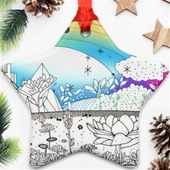 Rainbow Fun Cute Minimal Doodle Drawing 2 Star Ornament (two Sides)