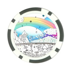 Rainbow Fun Cute Minimal Doodle Drawing 2 Poker Chip Card Guard