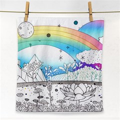 Rainbow Fun Cute Minimal Doodle Drawing 2 Face Towel