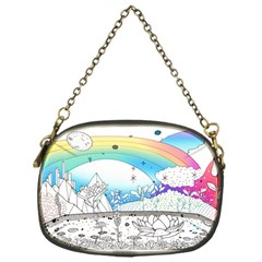 Rainbow Fun Cute Minimal Doodle Drawing 2 Chain Purse (one Side)