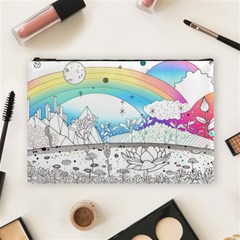 Rainbow Fun Cute Minimal Doodle Drawing 2 Cosmetic Bag (large)