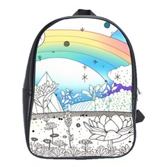 Rainbow Fun Cute Minimal Doodle Drawing 2 School Bag (large) by Jancukart