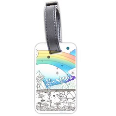 Rainbow Fun Cute Minimal Doodle Drawing 2 Luggage Tag (one Side) by Jancukart