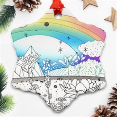 Rainbow Fun Cute Minimal Doodle Drawing 2 Snowflake Ornament (two Sides) by Jancukart