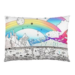 Rainbow Fun Cute Minimal Doodle Drawing 2 Pillow Case (two Sides)