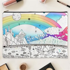 Rainbow Fun Cute Minimal Doodle Drawing 2 Cosmetic Bag (xxxl)