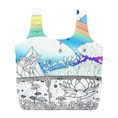 Rainbow Fun Cute Minimal Doodle Drawing 2 Full Print Recycle Bag (l)