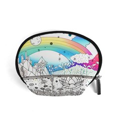 Rainbow Fun Cute Minimal Doodle Drawing 2 Accessory Pouch (small)