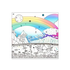 Rainbow Fun Cute Minimal Doodle Drawing 2 Satin Bandana Scarf 22  X 22 